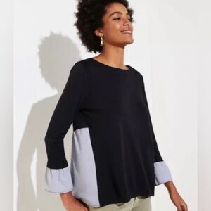 Loft Mixed Media Bell Sleeve Top Black Blue
Pinstripe Small